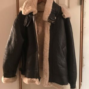 Leather and sheep fur coat